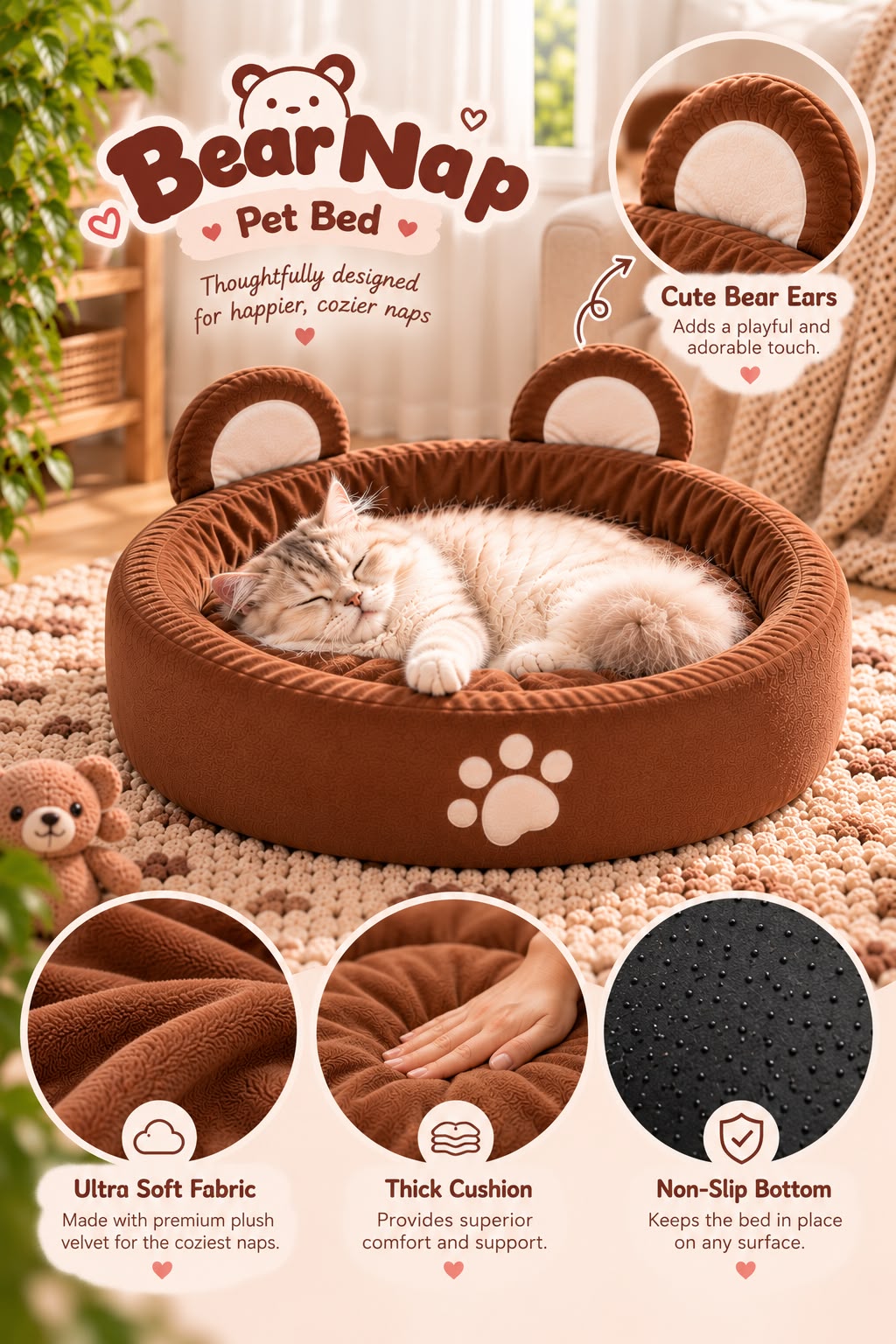 Bear Nap Pet Bed🐻