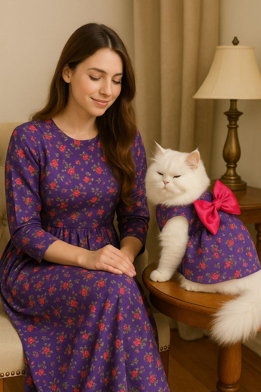 Mommy cat Duo Lavender pet frock 💜🦄🪻