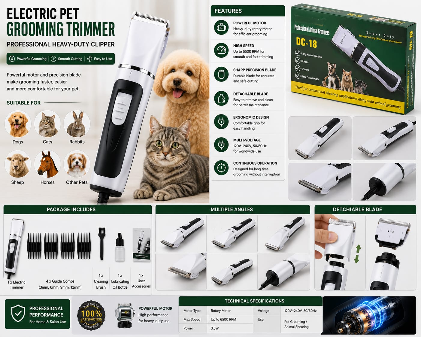Electric Pet Grooming Trimmer