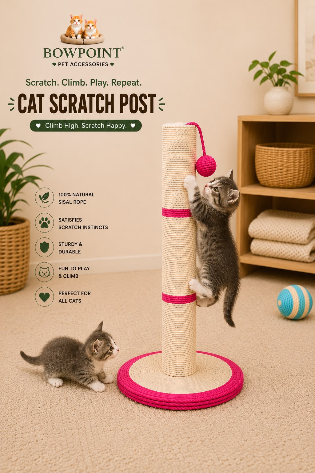 Cat scratching pole 🐭🏐