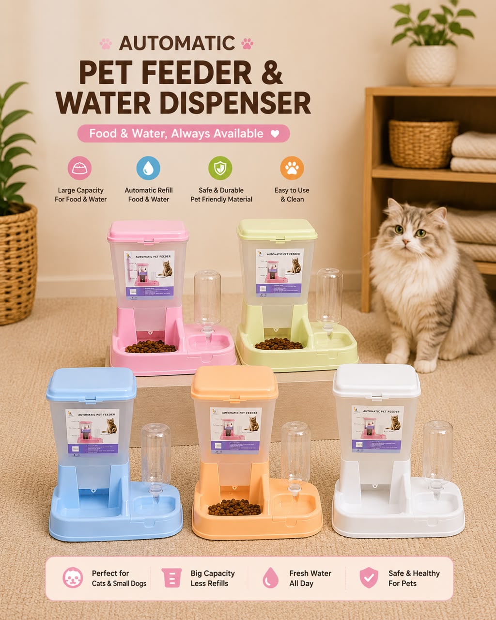 Pet food and water dispenser - Big Size Free Shipping 🟢