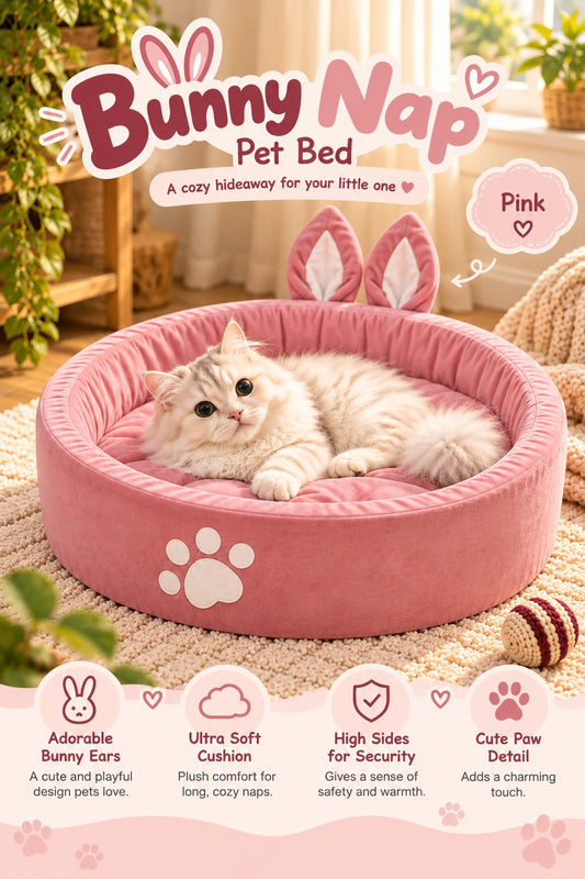 Bunny Nap Pet bed - Mauve Pink🐰