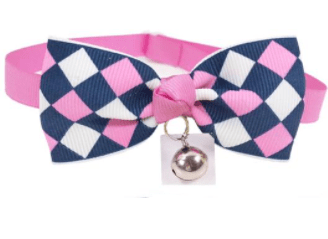 Printed Pet bows with bell adjustable.