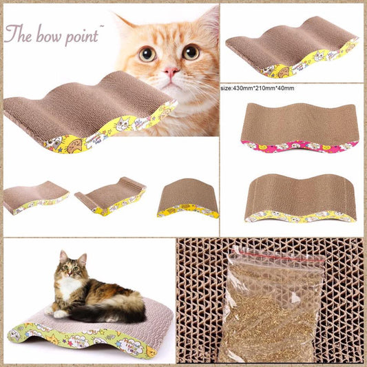 Wavy Cat Scratcher With Free Catnip packet Pet Toy.