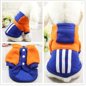 Stripped Pet Hoodie – Warm | Blue & Orange - Winter.