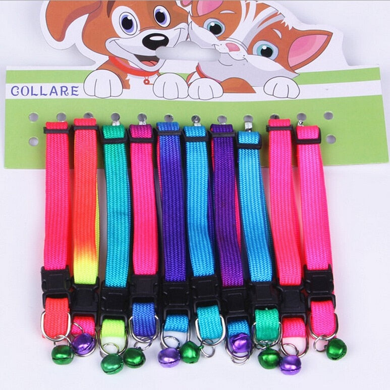 Rainbow Pet Collar with Bell