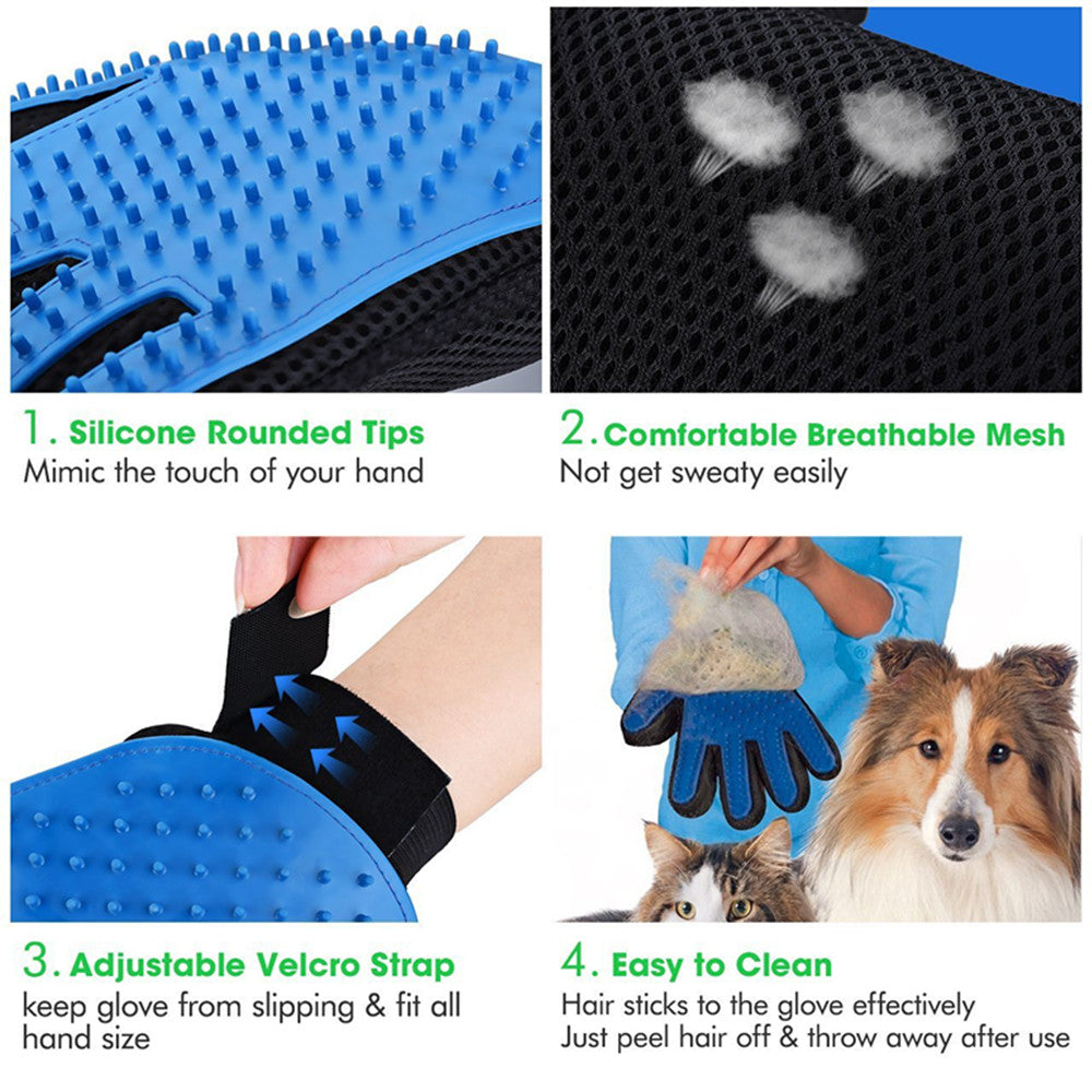 True touch pet grooming glove – Pet and brush them at the same time!
