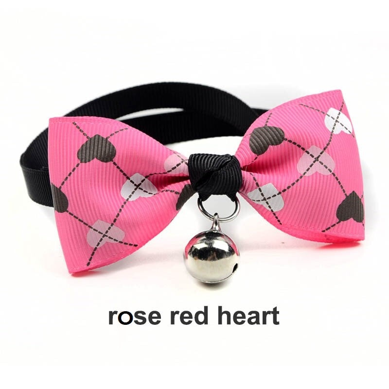 Printed Pet bows with bell adjustable.