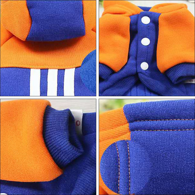 Stripped Pet Hoodie – Warm | Blue & Orange - Winter.