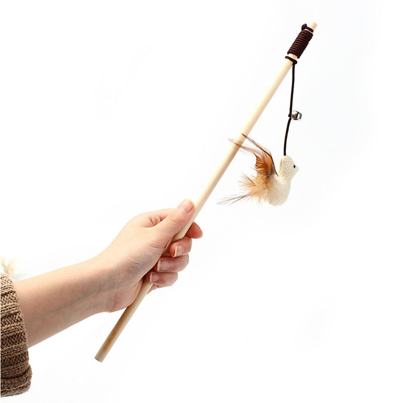 Wooden cat toy stick – 40cm long.