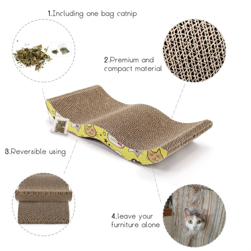 Wavy Cat Scratcher With Free Catnip packet Pet Toy.