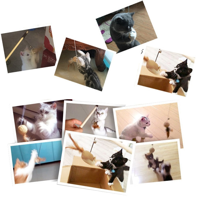 Wooden cat toy stick – 40cm long.