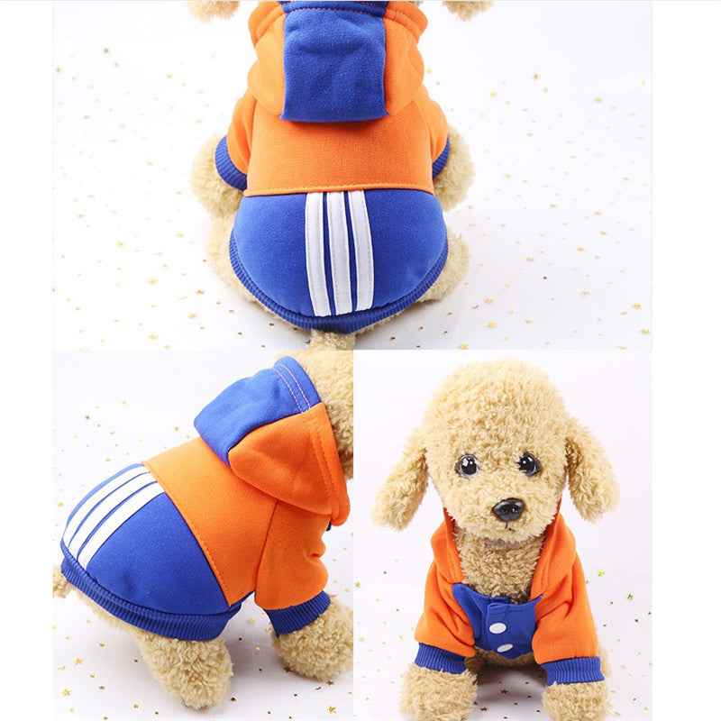 Stripped Pet Hoodie – Warm | Blue & Orange - Winter.