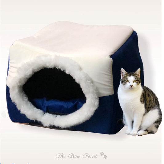 NAVY CHESS pet house come bed | Convertible | Removable cushion- XLarge