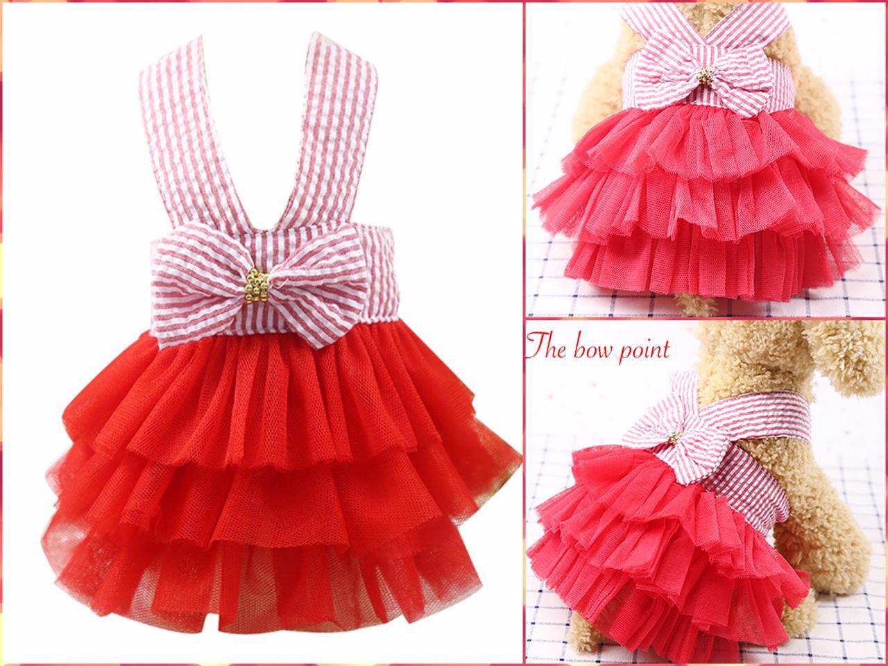 Red Stripped Pet Frock - Summer