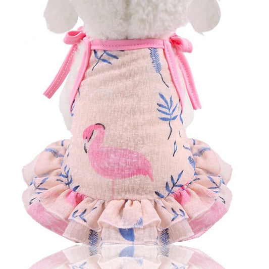 Floral flamingo pet frock - Summer