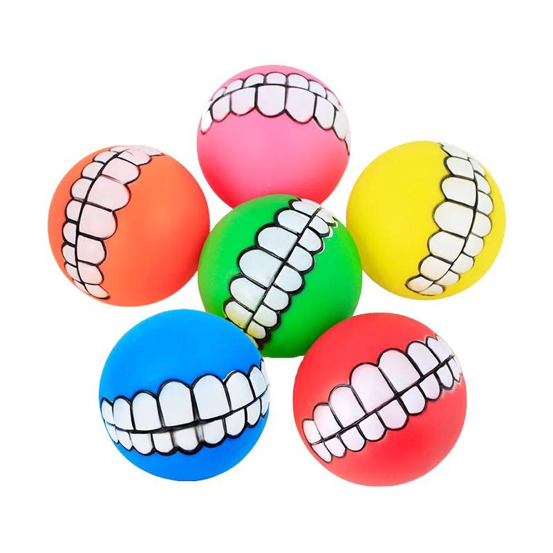 Squeaky teeth dog toy ball