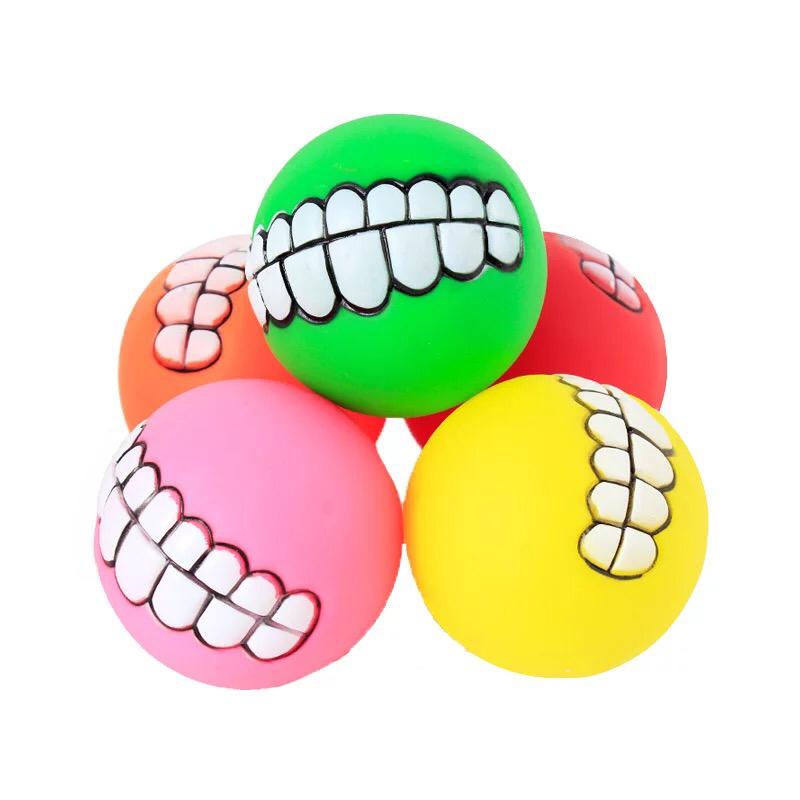 Squeaky teeth dog toy ball