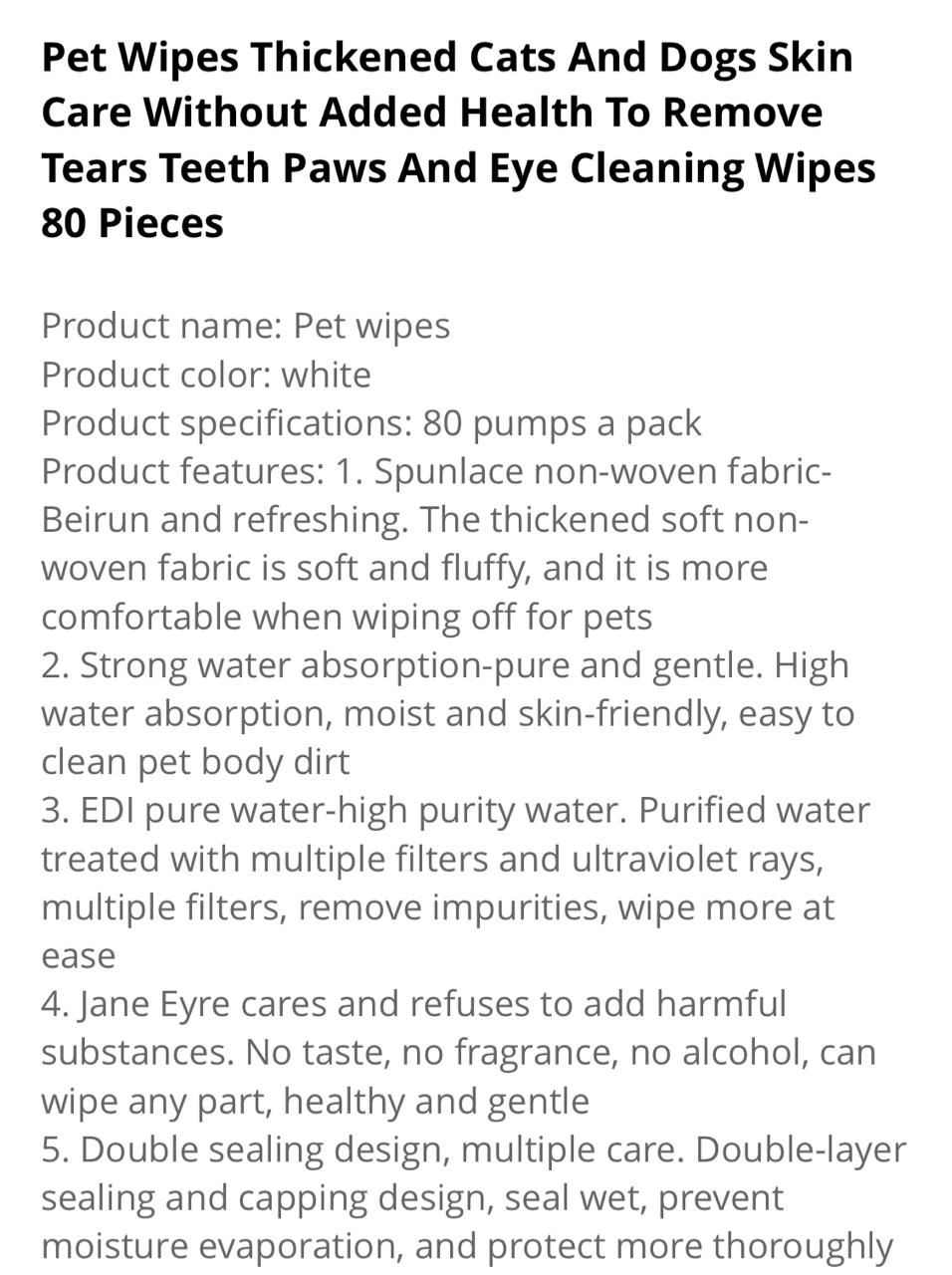 Pet wipes