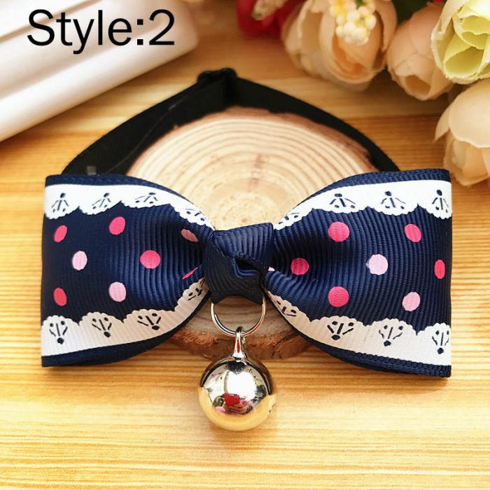 Printed Pet bows with bell adjustable.