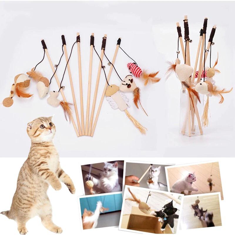 Wooden cat toy stick – 40cm long.