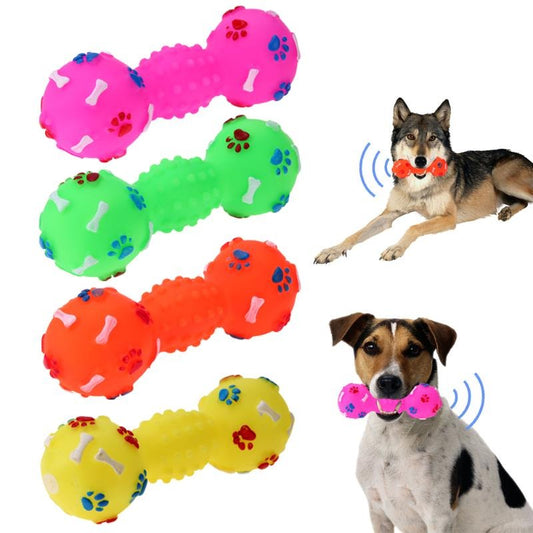Dumbbell Squeaky Dog Toy.