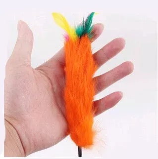 Rabbit fur pet toy stick 🦯