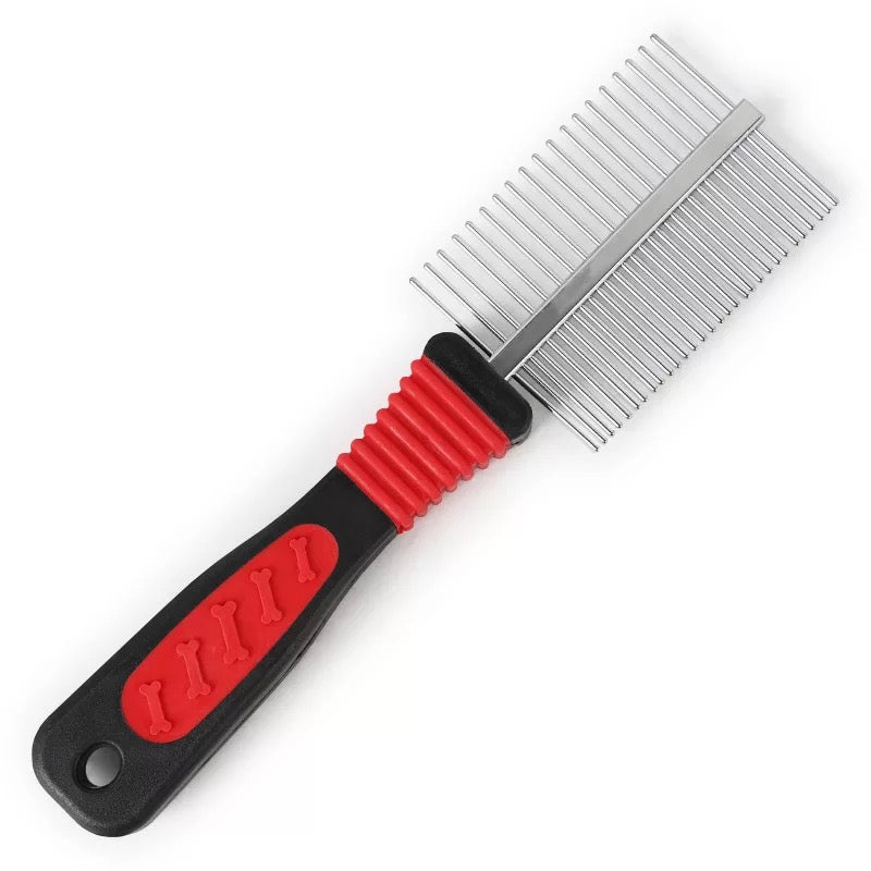Pet comb - red | double sided stainless steel