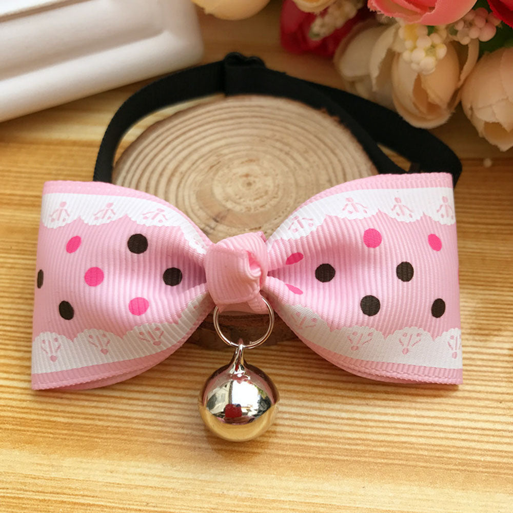 Printed Pet bows with bell adjustable
