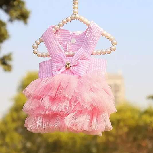 Stripped Pet Frock Pink Summer