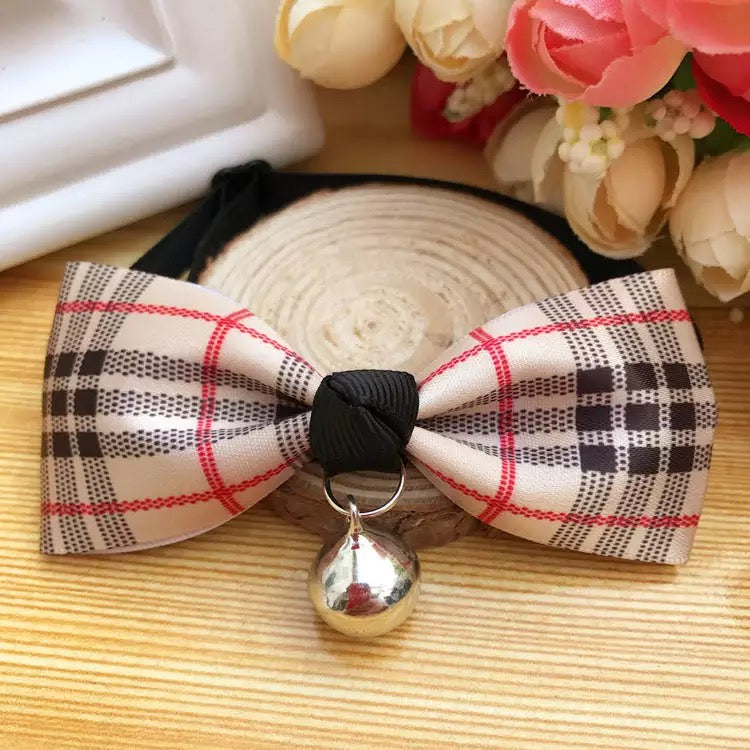 Printed Pet bows with bell adjustable